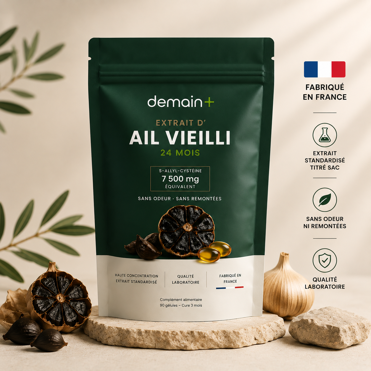 Extrait Naturel d'Ail Vieilli — Tension, Cholestérol & Bien-être global