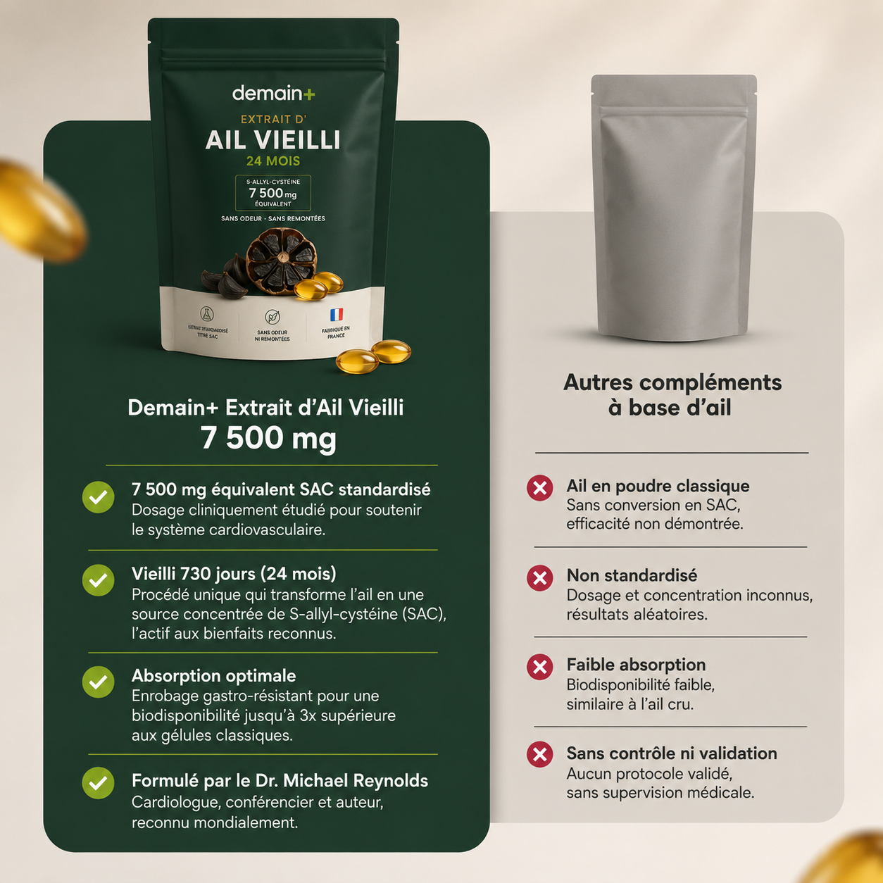 Extrait Naturel d'Ail Vieilli — Tension, Cholestérol & Bien-être global