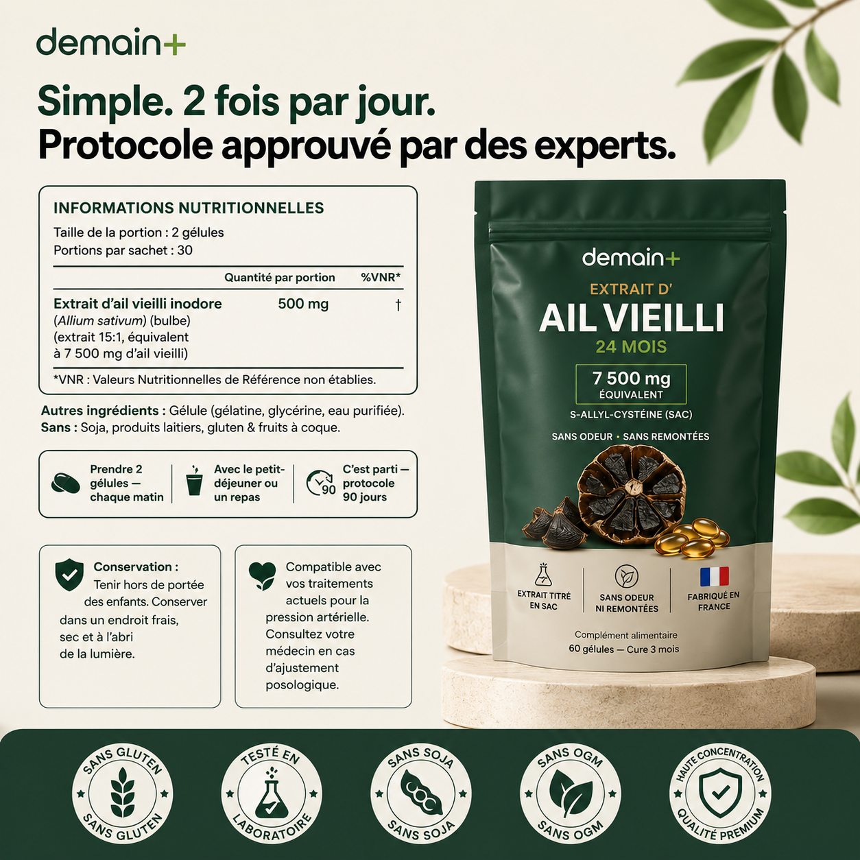 Extrait Naturel d'Ail Vieilli — Tension, Cholestérol & Bien-être global